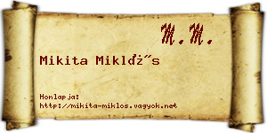 Mikita Miklós névjegykártya